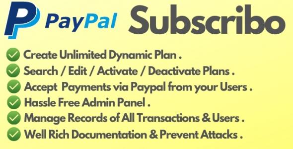 Subscribo - Accept Paypal Payments PHP Script